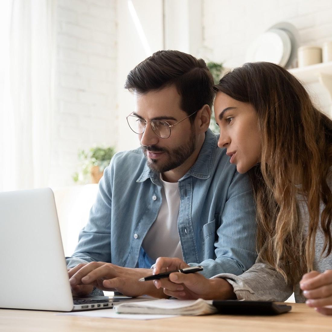 Couple on computer.